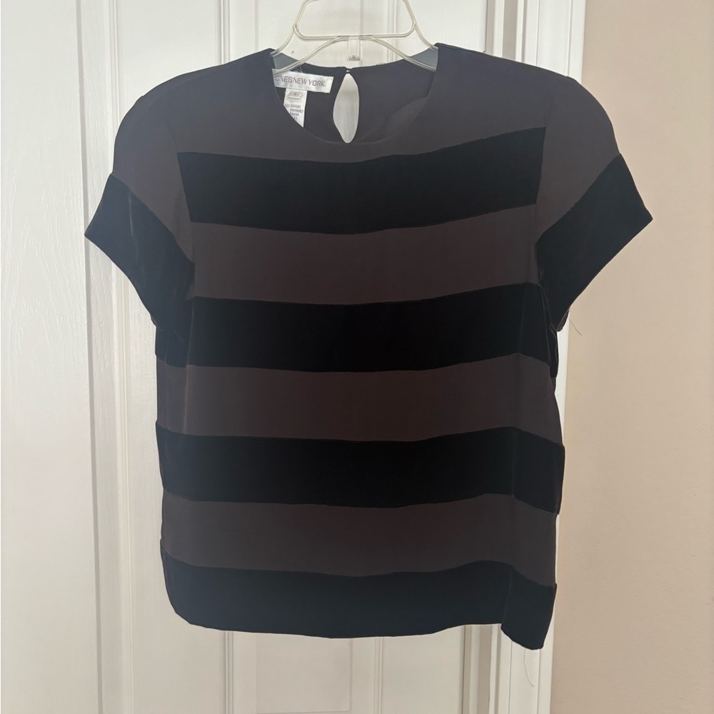 Jones of New York Striped Short-Sleeve Boxy Top